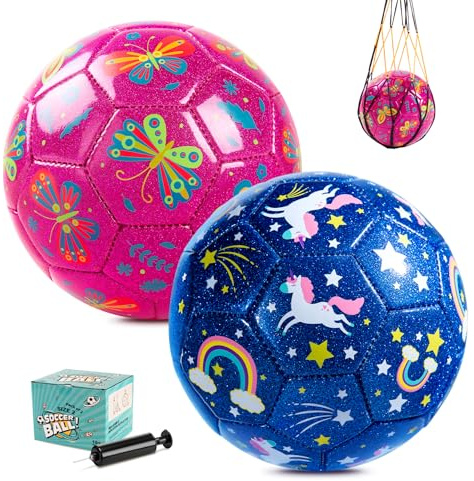 U&C Planet Kids Football Size 2 Mini Traning Ball with Pump | Small Ball for Children, Garden Indoor & Outdoor Toy, Christmas Birthday Gift for Boys & Girls, 2Pack