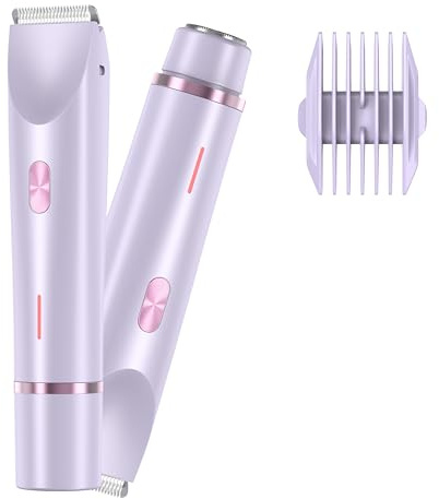 Afeitadora eléctrica 2 en 1 para mujer, recortadora de bikini sin dolor, maquinilla de afeitar eléctrica inalámbrica en húmedo y seco para mujeres, piernas, axilas, vello púbico, recargable, IPX7