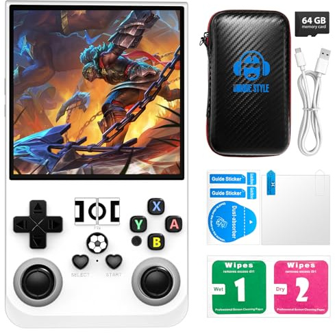 R36MAX Console di gioco portatile retrò con sistema Linux open source, scheda TF da 64 GB integrata, oltre 18.000 videogiochi classici, console di gioco portatile con schermo IPS HD da 4 pollici e