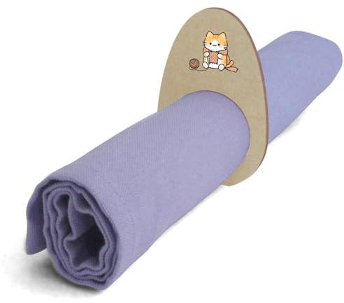 Azeeda 5 x 'Cat Knitting Scarf' Wooden Napkin Rings/Holders (NR00074662)