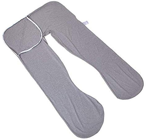 Angel Grey Jersey Replacement Cover for Premium Pregnancy Pillow - T-shirt Sheet Body Pillow Pillowcase - Only Fit Queen Rose U Shaped Pillows (Grey-Jersey)