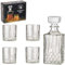 WOMA Whiskey Karaffe Set I 5er Whiskey Dekanter Set I Kristallglas Karaffe mit Deckel 900 ml I 4 Whiskey Gläser 285 ml I Whisky Karaffe mit Gläser Set I Whisky Geschenkset I Geschenke für Männer