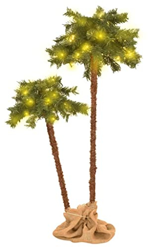 vidaXL Konstpalm dubbel med LEDs 90 cm&150 cm, LED-palmer, palmer, partydekoration, palm, palmträd, partydekorationer, festtillbehör, ljusdekoration
