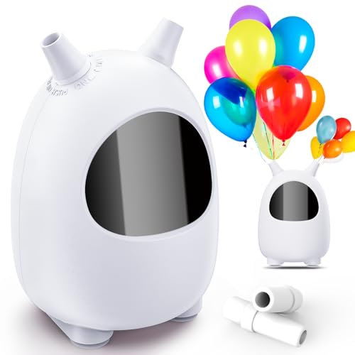 Balloon Pump Electric, Portable Dual Nozzle Balloon Blower Machine, Electric Balloon Inflator for Decoration, Party, Wedding, Graduation (110V~120V, 600W) (White)