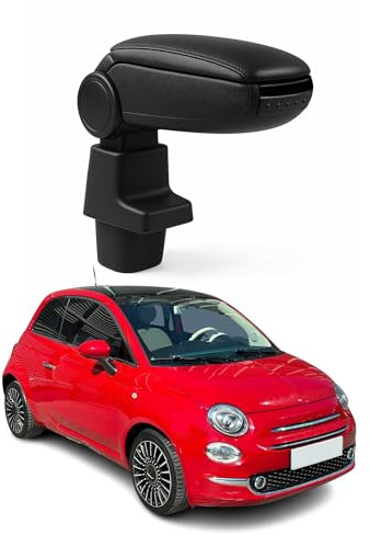 OMAC Poggiabraccio per Fiat 500 500C 2016-2021 FL - Snap-On - ABS + Pelle Sintetica - Senza Foratura o Installazione - Montaggio Facile nero