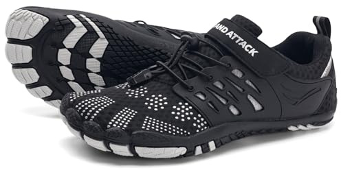 Grand Attack Barefoot Shoes Women,Wide Toe Box Minimalist Zero Drop Walking Shoes Lightweight Cross Training Trail Running Wrestling Weightlifting Fitness Rock Climbing Gym Sneakers Blackk Size 9