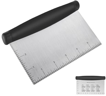 Midgreyeye Taglia Impasto Con Scala Graduata In Acciaio Inox, Raschietto Per Pasta,tarocco Per Impasti Multiuso,Spatola tagliapasta Per Torte, Pizza, Torte, Dough (15 * 10cm)
