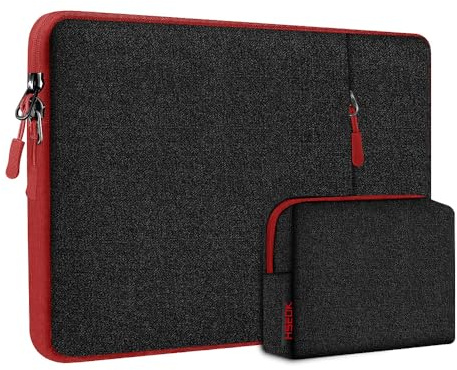 HSEOK Laptopfodral 14 tums Fodral med Extra Fodral, Regn- och Stötsäker Bärbar Bärbar Datorfodral Portabel PC-Fodral Datorväska för 14 MacBook, HP Dell Lenovo Asus Acer,Svart röd