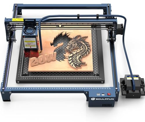 SCULPFUN S30 Pro Max 20W lasergravyrmaskin, automatisk luftstödd med 400 x 400 mm laserplatta lasergravyrmaskin 130 W laser utgångseffekt graveringsnoggrannhet