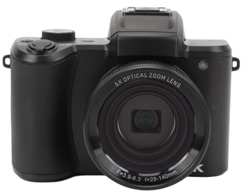 5K Digitalkamera för Fotografering, 64 MP Autofokus Vloggningskamera för YouTube, 3,2-tums Skärm Kompakt Resekamera, Skakdämpande, 5X Optisk Zoom
