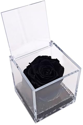 Texo di Claudio Rosso Rosa Nera Vera Profumata Stabilizzata Eterna Idea Regalo Donna Natale Festa Pensiero Mamma Moglie Fidanzata Anniversario Cerimonia Dono 8cm