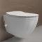 Creavit FREE Dusch-WC Taharet-WC Bidet Häng WC spülrandlos mit Armatur für Kaltwasser und Edelstahldüse inkl. Soft-Close WC-Deckel weiss