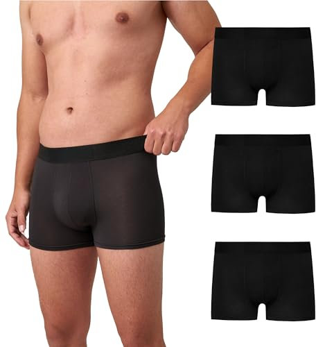 Snocks Premium Boxershorts Herren Ohne Logo aus weichem Lenzing Modal (3er Pack) - Ultraleichte und Atmungsaktive Boxershorts - Unterwäsche Männer ohne Kratzenden Etiketten - Gr. M - Farbe Schwarz