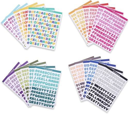 joonnair 24 Hojas de Pegatinas de Números y Letras Adhesivas, Coloridos Pegatinas Letras Adhesivas, per DIY Album Memorie, Manualidades Letreros