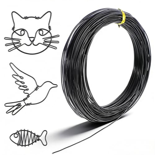 30m Basteldraht 1mm Schwarz Draht zum Basteln Bindedraht Aluminiumdraht DIY Basteldraht Schwarz, Schmuckdraht Modellierdraht Draht Rostfrei für Schmuckherstellung Bastelarbeiten