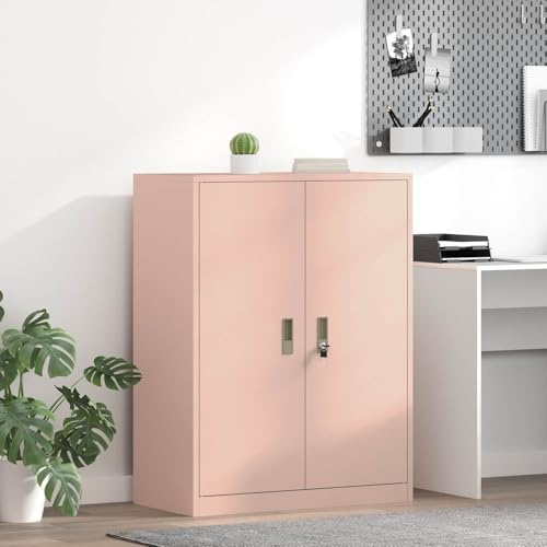 INLIFE Armoire de Rangement Rose 80 x 40 x 105 cm Acier Laminé à Froid