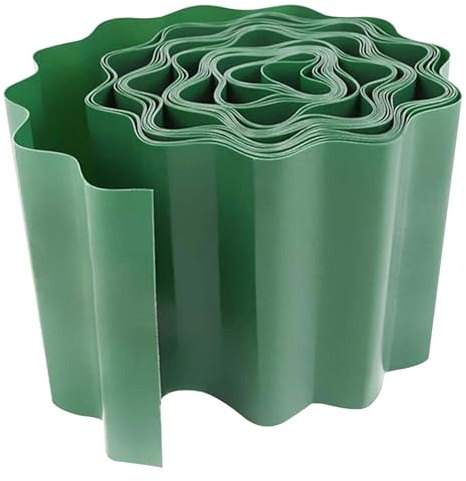 Uanqfegy Gräsmattskant, staket i plast 10 cm x 9 m – gör-det-själv böjd trädgårdsgräns för utomhusbruk, mark/stil2