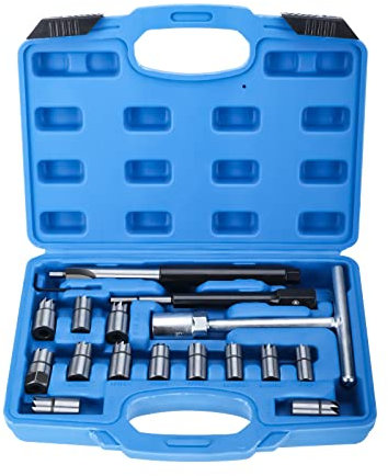 FreeTec 17 Piezas Escariador de Asiento de Inyectores Diesel, Escariador para Inyectores, Set de Herramientas para Inyectores Diesel