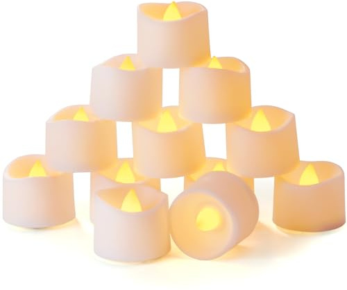 Homemory 12-Pack Battery Tea Lights with Timer Built in, Auto-On 6H Daily
