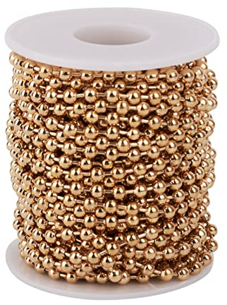 PandaHall - Catena con perline a sfera in acciaio INOX, lunghezza 4 mm, lunghezza regolabile, per realizzare collane fai da te