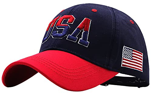 RUIXIA Casquette Baseball Homme Vintage Rétro Casquette Réglable Unisexe avec Motif de Drapeau USA Chapeau de Soleil Brodé pour Vélo Randonnée Pêche