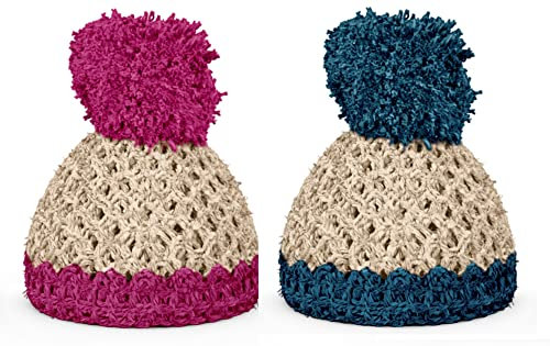 Colour-up Eierbechermützen Eierwärmer 2er Set 'Elfenbein/Fuchsia+Elfenbein/Petrol' - Fiftyeight