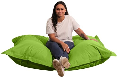 bananair Pouf Extérieur Imperméable Géant - Confortable, Polyvalent, Anti-UV, Déhoussable - Pouf XXL de Jardin - Gros Coussin Extérieur Garni de Mousse - 180 x 140 cm - Vert