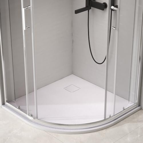 EMKE Receveur de douche plat 90 x 90 cm, quart de cercle, 90 x 90 cm, quart de cercle, antidérapant, découpable, blanc
