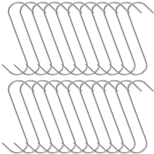 Aililong Lot de 22 crochets de boucher en acier inoxydable - 15 cm de long et 3 mm d'épaisseur - Pour la transformation de la viande, le fumage et la suspension de bœuf, de porc et de poulet -