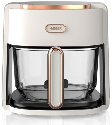 Freidora Digital sin Aceite HAEGER Air Glass - 4,5 L, 8 Programas, Cuba de cristal, 1200W
