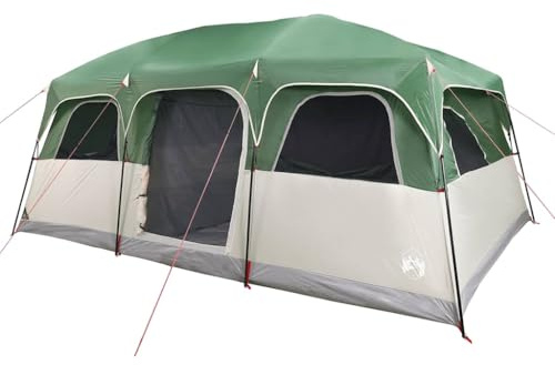 vidaXL Tenda Familiare a Cabina per 10 Persone Verde Impermeabile, tenda, tenda da esterno, tenda per 10 persone, tenda da giardino, tenda impermeabile
