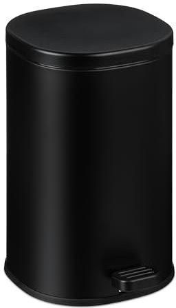Relaxdays Pattumiera Bagno a Pedale 5 L, Cestino Secchio Interno Rimovibile e Coperchio Ammortizzato, Ferro Opaco, Nero