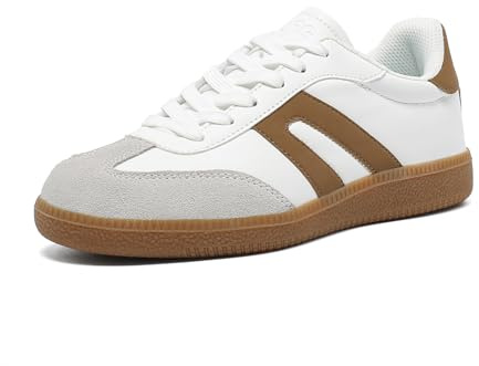Women's Retro Gum Sole Fashion Sneakers-Lace Detail Casual Retro Walking Shoes-Gum Sole Casual Tennis-Anti Slip Trainersļ¼Beige Grey,7ļ¼