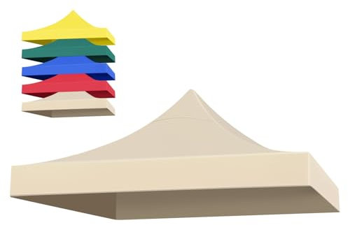 frides Techo de Repuesto para Gazebo 3x3 m, Techo de Reemplazo para Carpa Pabellón Protección UV 30+, Tela Oxford 1200D Engrosada(Beige)