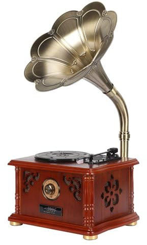 Grammofono Jukebox in legno altoparlante Bluetooth – giradischi in vinile retrò con connettività wireless per la riproduzione musicale