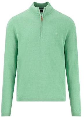 Maglione in cotone con colletto Troyer - AIR Cotton, tappeto erboso verde, XL