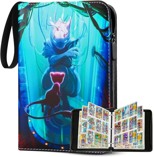 Album Cartas,Card Binder Coleccionables 900 Bolsillos,PU Impermeable Alta Definición y Transparente con Cremallera,Para Tarjetas de Tamaño Estándar,Regalo para Niños