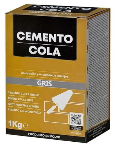 YIJIA | Cemento Cola Gris en polvo, Preparado de cemento, Indicado para para colocación y encolado de azulejos, Alta Adherencia, Uso interior y exterior, Formato 1 Kg, Color Gris