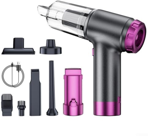 Besttoolifes Aspirateur de voiture portable sans fil – Aspiration 12 000 Pa, moteur sans balais de 80 W, rechargeable par USB – pour intérieur de voiture, maison et animal domestique (doré)