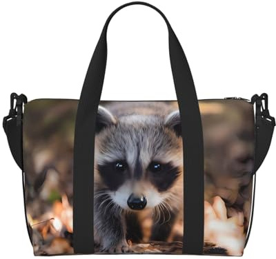 Cub Raccoon Sac fourre-tout pour femme avec imprimé raton laveur Sac à bandoulière portable adapté pour les entraînements de gym, les trajets et les voyages