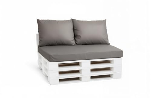 Setgarden Set di cuscini per pallet europei, per seduta e schiena, extra spessi e indeformabili, con rivestimenti rimovibili, per esterni (grigio chiaro, set 120 x 50/2 x 56 x 50 cm)