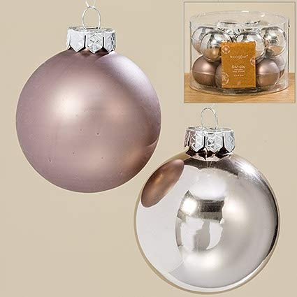 Weihnachtskugeln 12 TLG. Set grau/braun I Christbaumschmuck I Tannenbaumschmuck I Weihnachtsdeko I Baumschmuck I Weihnachten I Glas