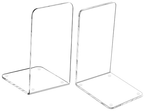 Buchstütze, MerryNine Acryl Transparente Buchstützen mit Rutschfester Auflage für Bücherregal Büro Schule Bibliothek