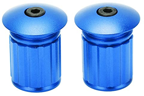 1 par cykelstyre stångändpluggar, justerbara aluminiumlegeringsstyre stångändhattar för 18–20 mm racercykel BMX MTB cykelstyre (blå)