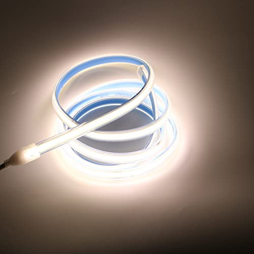 pcning COB LED Streifen 5M Super hell IP67 Wasserdicht Strip mit Schalter und Stecker, 230 Volt LED Strip Neutralweiss Direkt 230V 5 Meter (Weiss, 5)