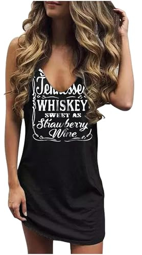 CHUNTIANRAN Cowgirls Dresses for Women Tennessee Contry Concert Tshirt Dress Vacation Graphic Sundresses Summer Beach V Neck Dresses(Medium, Tennessee Black)