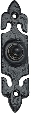 SKANDH Fleur Iron Doorbell Chime Push Button Antique Black Powder Finish (5.11 X 1.18 Inches)