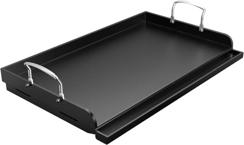 Cast Iron Griddle for Gas Grill 25x16 Flat Top Grill Griddle Pan for Stove Top Nonstick BBQ Griddle Plate for Charcoal & Gas Grill Heavy Duty Universal Cooking Surface for Blackstone Style