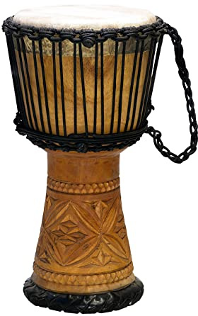 New Djembe Master Mali Style carved, 24 tall, 12 head