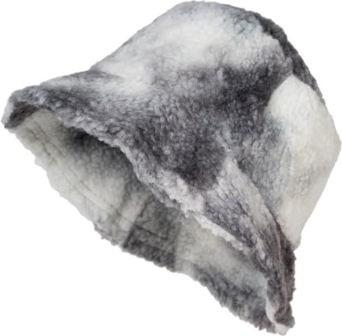 styleBREAKER Cappello da Pesca da Donna in Pelliccia di Orsacchiotto in Look ombré, Caldo Cappello a Secchiello Autunno Inverno, Motivo a Sfumature di Colore Colorate 04025038, Colore:Nero-Bianco